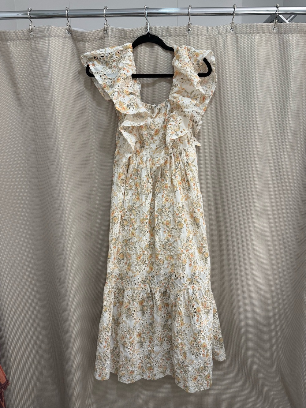En Saison Cream Maxi Dress with Peach Floral Print